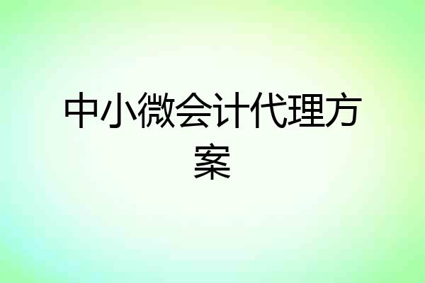 中小微会计代理方案