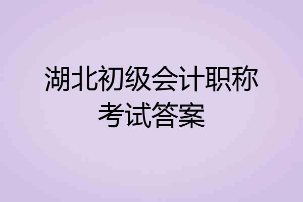湖北初级会计职称考试答案