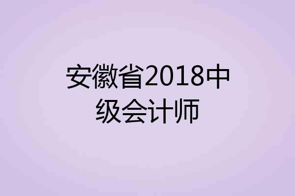 安徽省2018中级会计师