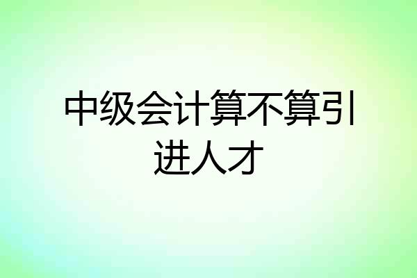 中级会计算不算引进人才