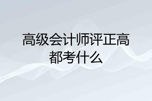 高级会计师评正高都考什么