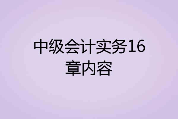 中级会计实务16章内容