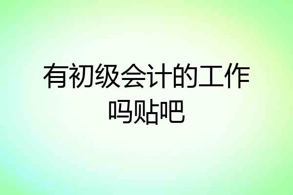 有初级会计的工作吗贴吧