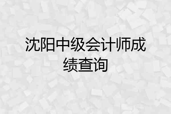 沈阳中级会计师成绩查询