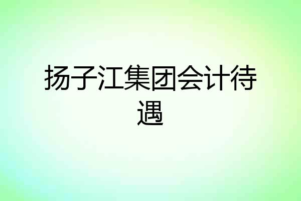 扬子江集团会计待遇