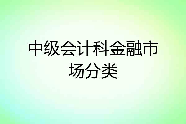 中级会计科金融市场分类