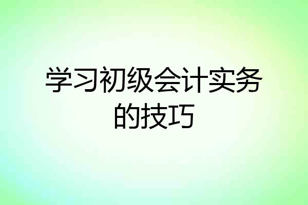 学习初级会计实务的技巧