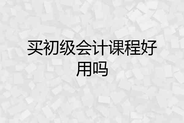 买初级会计课程好用吗