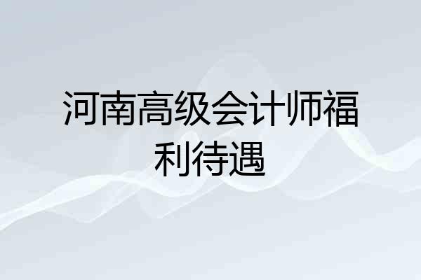 河南高级会计师福利待遇