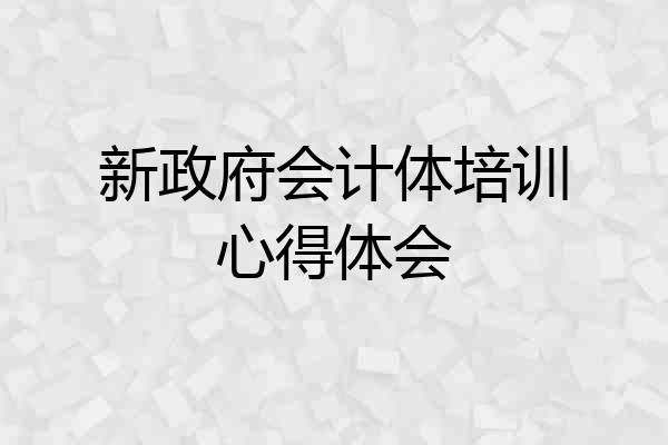 新政府会计体培训心得体会