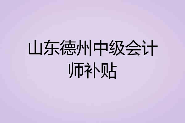 山东德州中级会计师补贴