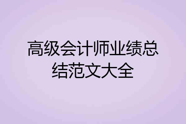 高级会计师业绩总结范文大全
