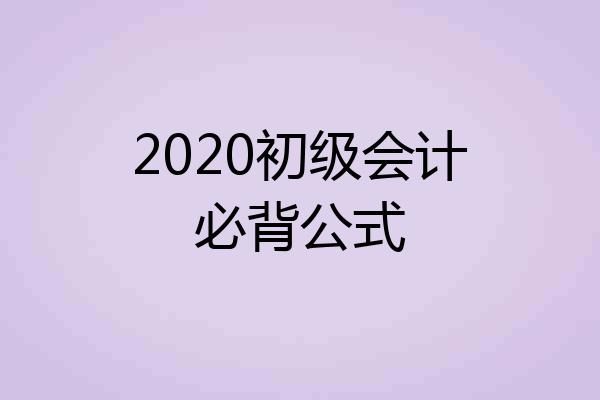 2020初级会计必背公式