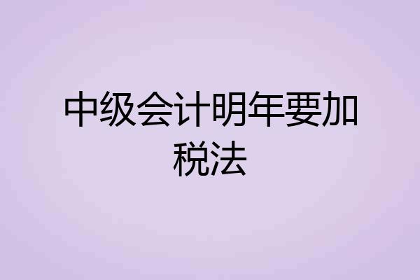 中级会计明年要加税法