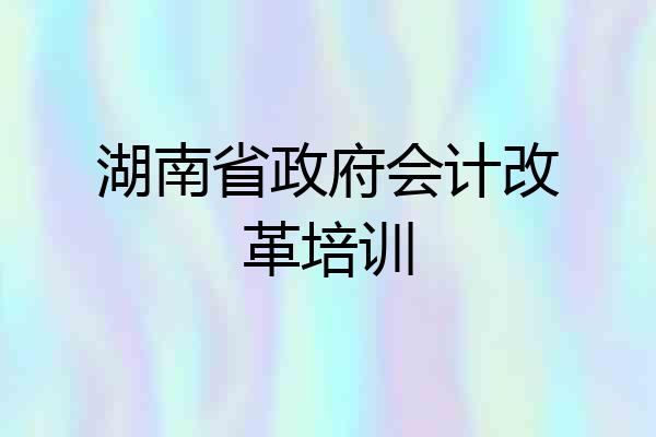 湖南省政府会计改革培训