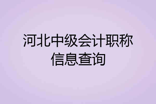 河北中级会计职称信息查询