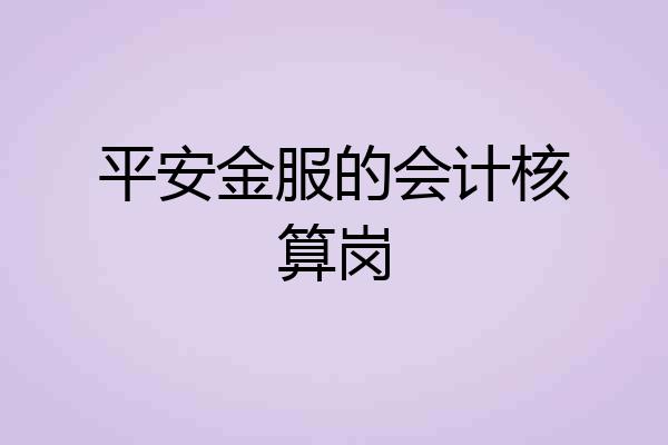平安金服的会计核算岗