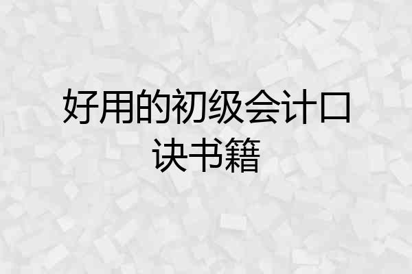 好用的初级会计口诀书籍