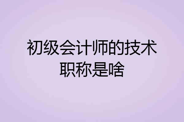 初级会计师的技术职称是啥
