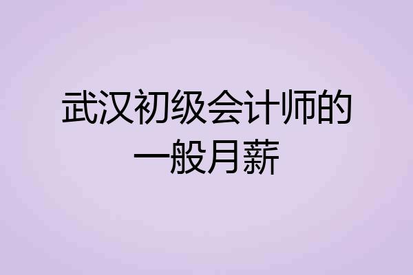 武汉初级会计师的一般月薪