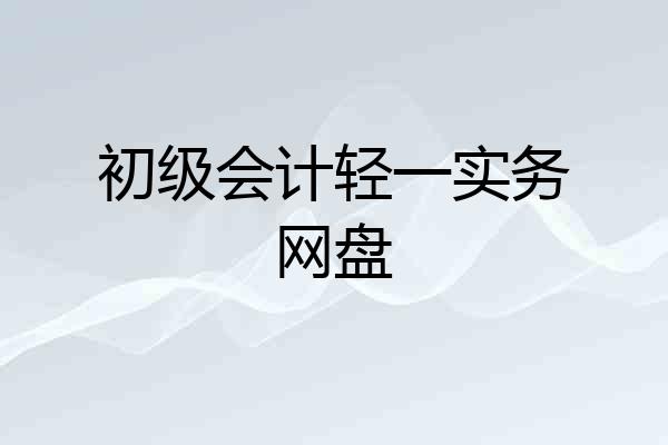 初级会计轻一实务网盘