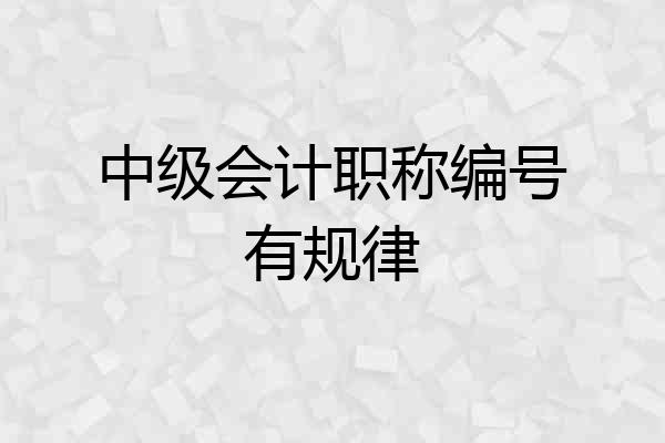 中级会计职称编号有规律