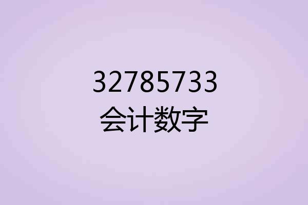 32785733会计数字