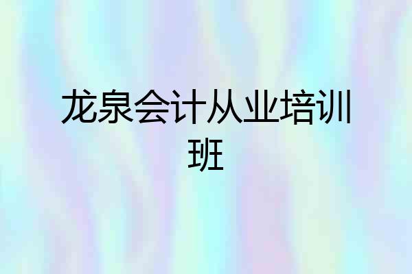 龙泉会计从业培训班
