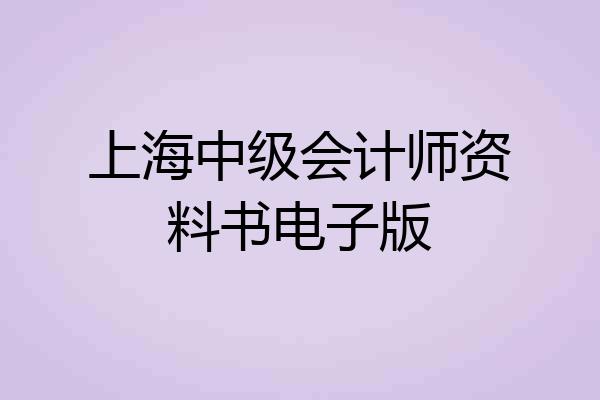 上海中级会计师资料书电子版