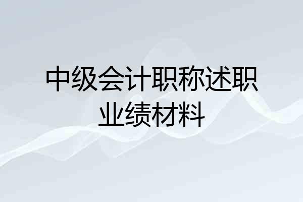 中级会计职称述职业绩材料
