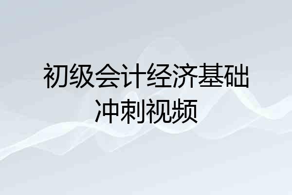 初级会计经济基础冲刺视频