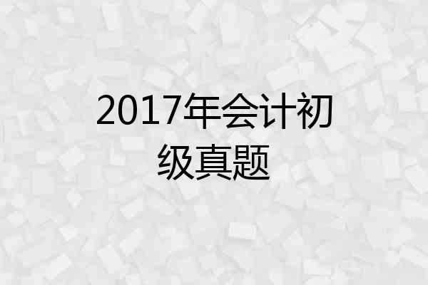 2017年会计初级真题