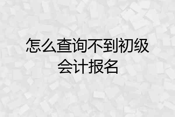 怎么查询不到初级会计报名