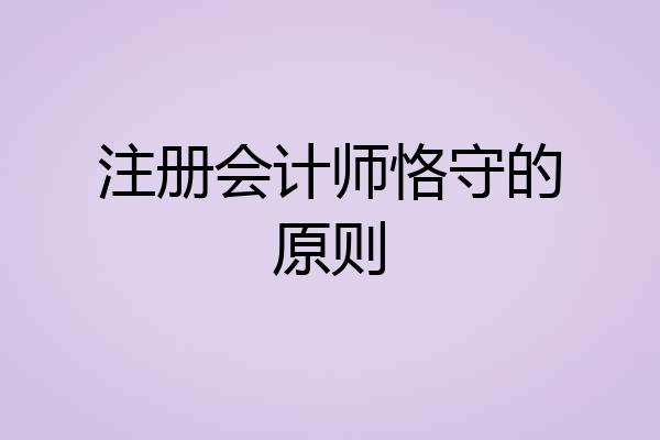 注册会计师恪守的原则