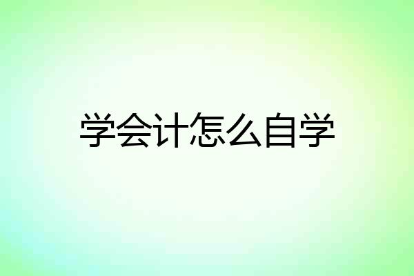 学会计怎么自学
