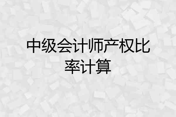 中级会计师产权比率计算