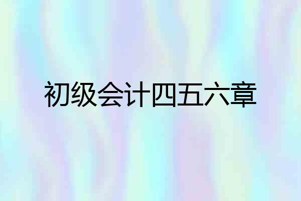 初级会计四五六章