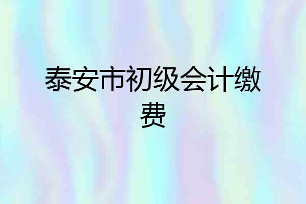 泰安市初级会计缴费
