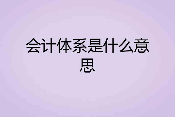 会计体系是什么意思