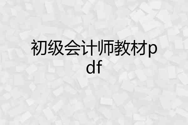 初级会计师教材pdf