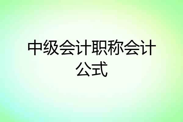中级会计职称会计公式