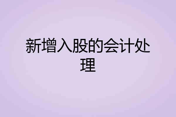新增入股的会计处理
