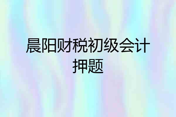 晨阳财税初级会计押题