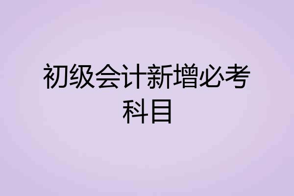 初级会计新增必考科目