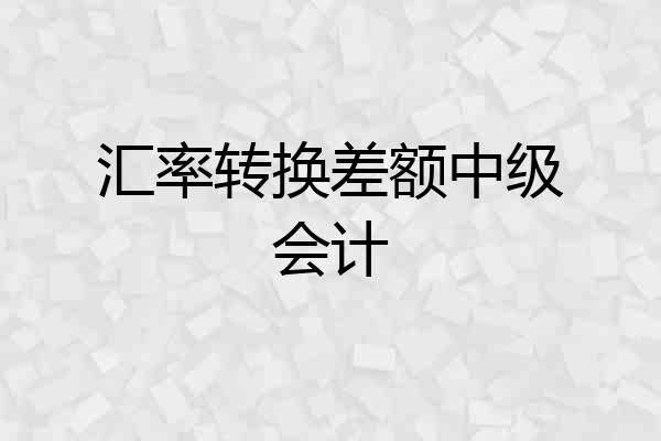 汇率转换差额中级会计