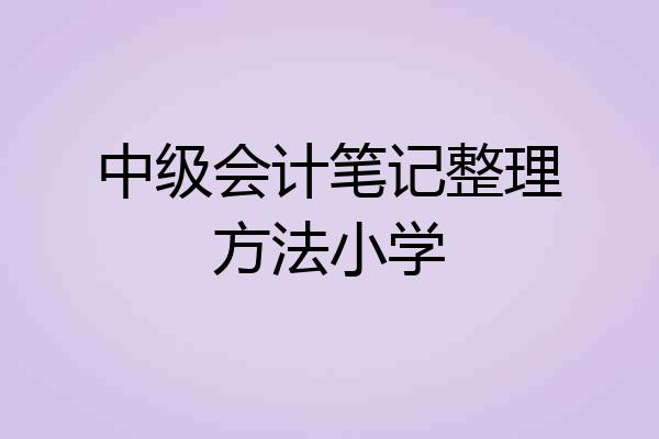 中级会计笔记整理方法小学