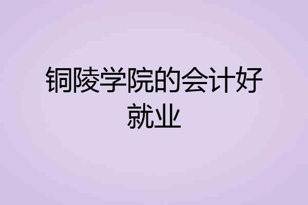 铜陵学院的会计好就业