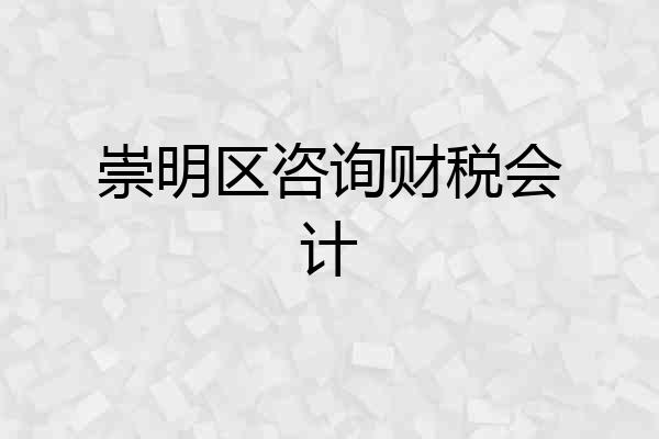 崇明区咨询财税会计