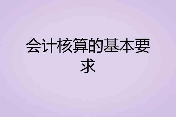 会计核算的基本要求