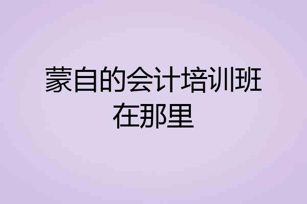 蒙自的会计培训班在那里